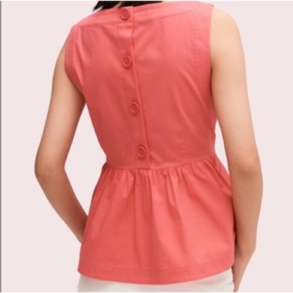 Kate Spade Pink Sleeveless Peplum Top Back Button Detail Preppy Soft Girl Office - Picture 2 of 8